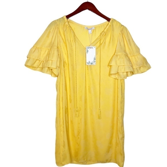 CHELSEA & VIOLET NWT Ruffle Sleeve Boho Peasant Dress Size Small in Maize Yellow - Picture 1 of 14